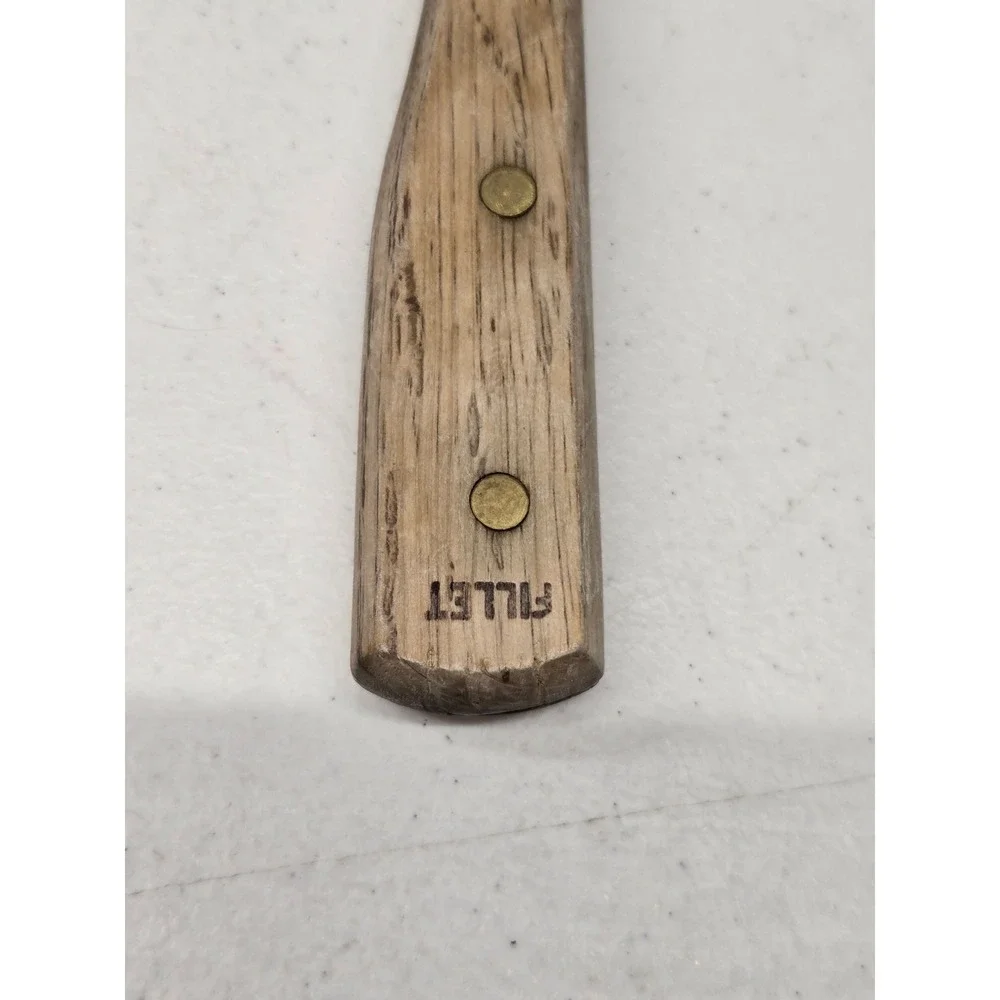 Vintage Stainless Steel Fillet‎ Knife Wood Handle Brass Rivets 12 Inch Taiwan
